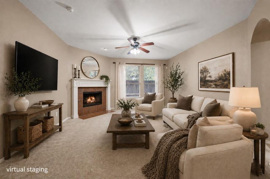LAYOUT & LOCATION! Welcome to this lovely home tucked in a private gated community of only 16 homes! Just 20 minutes from AT&T Stadium, Globe Life Field, and Six Flags, you’ll enjoy the convenience of nearby entertainment while coming home to a quiet, comfortable setting.
Step inside to find a fantastic layout that makes daily living and entertaining a breeze. The main level offers a formal living and dining area at the front of the home, while the open-concept kitchen seamlessly connects to the spacious family room—perfect for gatherings or cozy nights in.
Upstairs, you’ll discover all the secondary bedrooms along with a third living area that can flex as a game room, media space, or home office to suit your lifestyle. The low-maintenance backyard includes a covered patio where you can relax year-round. Additional highlights include a 5yr old roof and a washer and dryer included for your convenience. If you’re looking for a home with a great layout, modern essentials, and easy access to everything Arlington has to offer, this one is ready to welcome you!