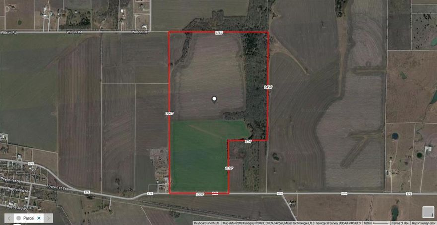 159.103 Acres on FM 879, east of Boyce.  BUYERS, PLEASE NOTE: Property condition is UNKNOWN, utilities are UNKNOWN, easements are UNKNOWN.  No survey available, schools to be verified by buyer.  No disclosures available.  Property may be under agricultural lease, crops will be retained by lessee and not convey.  Real estate signs may or may not be present.