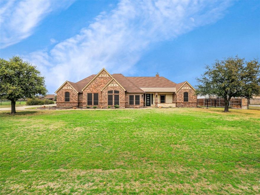 Welcome to 608 Singing Quail Trail in the friendly community of Lonesome Dove Estates in Haslet, Texas! This beautifully updated single-story home sits on just over an acre of land with a well, a sparkling pool and a 45'x38' shop plus an attached 3-car garage. The home offers 2,786 square feet of thoughtfully designed living space with a charming farmhouse aesthetic, including a freshly updated kitchen with Quartz counters and newer appliances, The kitchen is open to the living room and adjacent to the family or media room. The entire home has wood look porcelain tile flooring, which was installed in 2022 along with fresh paint throughout. The spacious primary suite is privately placed on one side of the home, and three additional bedrooms are on the opposite side, two sharing a jack and jill bath and another with a private and beautifully updated bath with walk in shower. In addition to looking like House Beautiful, this home has numerous functional updates including extensive pool renovation 2025, new HVAC whole system 2023, new well pump and anti-freeze system 2023, septic system overhaul 2024, whole house water filtration system 2025, roof 2018. This beautiful home is move in ready and has too many extras to list. Schedule your tour today and experience everything this exceptional property has to offer!