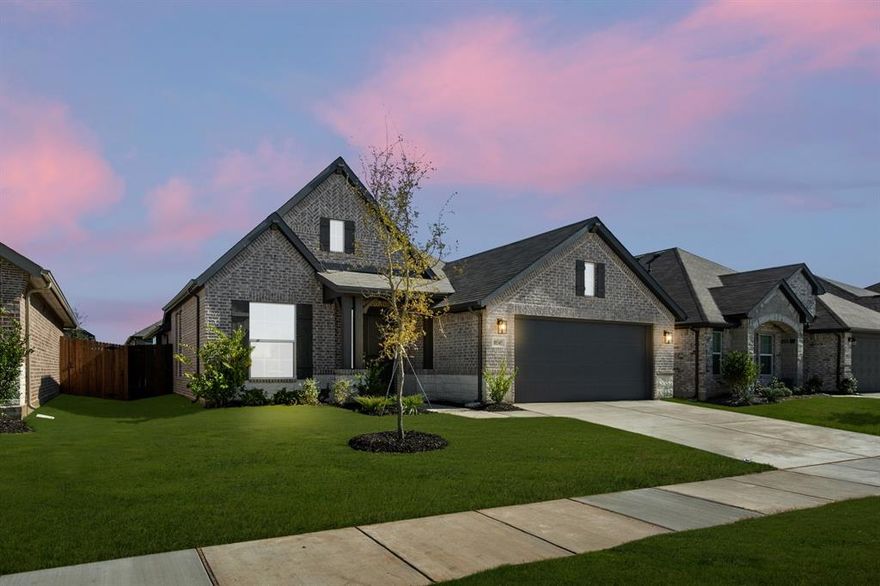 MLS# 21095708 - Built by Risewell Homes - Ready Now! ~ This spacious, single-story home is ideal for entertainers alike, offering an open-concept layout with generous gathering spaces and a private primary retreat. From the covered porch, you’re welcomed into a foyer with boxed ceilings and a dedicated study—perfect for working from home. A formal dining room flows into the well-appointed kitchen featuring a curved island, stainless steel appliances, ample storage, and a cozy breakfast nook with a window seat and patio access. The family room is perfect for relaxing or hosting. Tucked away for privacy, the primary suite includes vaulted ceilings, a window seat, and a luxurious bath with a dual vanity, a garden tub, separate shower, and walk-in closet. Two secondary bedrooms and a full bath form a separate wing, ideal for guests. A utility room and two-car garage complete the home’s smart and functional layout.