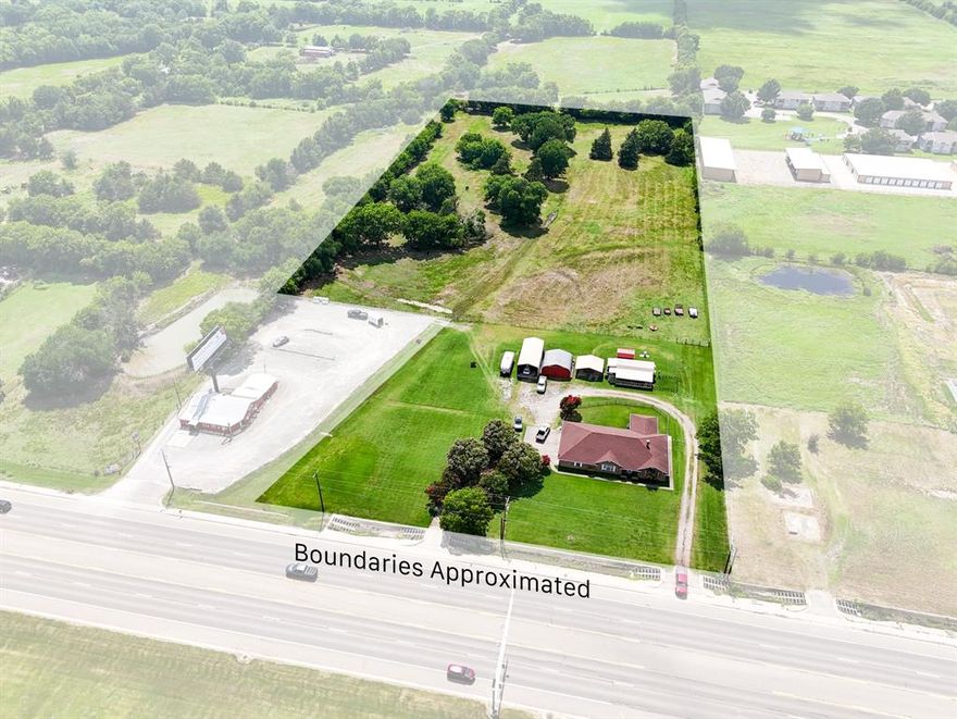 Approximately nine acres in a prime location on the main business throughfare through Bonham, TX.  Very close proximity to several restaurants, Wal Mart and multi-family properties. Two entrances are already on the property from Business 121. Currently zoned for multi-family it could also be re-zoned for retail or business use subject to city approval. The residential home has 2,400 square feet and was built in 1996.  It is incidental to the value of this parcel but could be used for revenue while holding the property.

Bonham is the gateway to the new Bois D' Arc Lake, the newest lake in Texas, and this, combined with its proximity to DFW are causing explosive growth with three new housing developments being announced in the last six months.