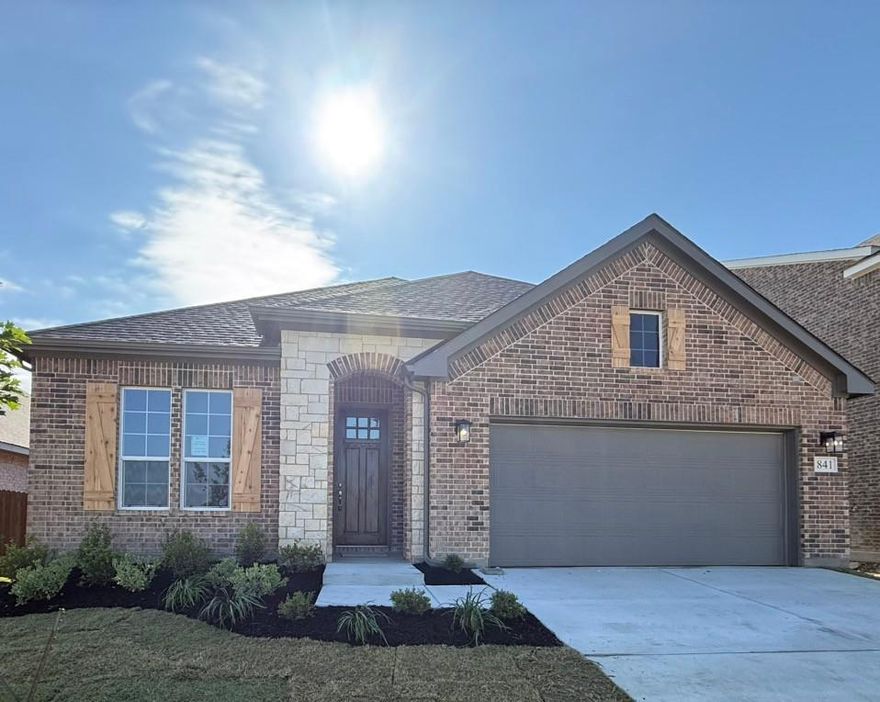Estimated June 2026 completion! Ask us about our Trade In Trade Up program, we can buy your home! At Riverside Homebuilders, we pride ourselves in providing unique homes with floor plans that are as individual as our customers. This 3-bedroom, 2-bathroom home has a galley feel with an open floor plan. Walking into the grand foyer you’ll find yourself right at the entrance of the kitchen being welcomed by scents of freshly-baked cookies or a mouthwatering meal being prepared. The flex room in the front of the home can be easily utilized as another bedroom if needed or a den for reading and relaxing. Through the kitchen, you’ll find the cabinets open to the dining and living rooms at the heart of the home. A corner pantry gives you plenty of storage for snacks, canned goods, small appliances, and planning for a rainy day. To the right of the dining room lies the 2-bedroom wing. Whether for kids or guests, these rooms offer plenty of space with the convenience of their own full bathroom. Or, if you’re a new family preparing for your first little one, the secondary bedroom is close enough to the owner’s bedroom to feel safe having your baby sleep in their crib. The owner’s suite is nicely situated in the back corner with its own hallway to create the feel of your own private getaway. Enter the L-shaped bathroom through magnificent double doors. This floor plan offers one of our largest walk-in closets; we’ve maximized the space to offer enough room to change into that perfect outfit. Never track mud into your home again because the San Gabriel II has the laundry room situated off the garage. The unique layout of this home gives you the chance to do something different than all your friends while still providing a comfortable space to live and entertain.