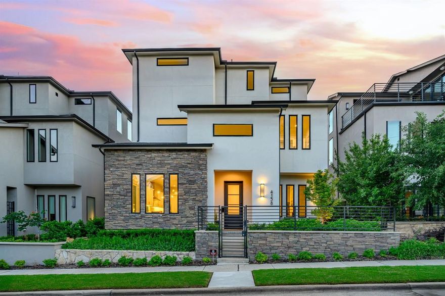 Constructed in 2022 by Crescent Estates Custom Homes, this beautifully crafted 3-bedroom, 3.5-bath, and study residence offers the ultimate blend of luxury and location. Nestled in the vibrant and sought-after Maple Corridor, you’ll find yourself just moments from Uptown, the Medical District, and Dallas’ hottest dining and entertainment spots. Yet despite the prime location, the home is tucked away in a peaceful pocket that feels like a true urban retreat. Inside, clean lines and natural light welcome you to an expansive open- concept layout that’s both stylish and functional—perfect for hosting guests or simply enjoying quiet nights at home. High-end finishes abound, including sleek quartz countertops, custom cabinetry with premium paint, a striking designer tile backsplash, and stainless appliances, including a built-in sub- zero refrigerator and wine fridge.
Designed for modern living, the home features generous storage, a stunning elevator that takes you to all 3 floors, a private study and a spacious rooftop terrace with a stunning outdoor kitchen and sweeping views of the city skyline. All bedrooms have en-suite baths. Pedestrian gate entry system and a two- car garage with custom Garage Living storage adds security and convenience, rounding out this exceptional home. Whether you're working nearby or enjoying the best of Dallas nightlife, this property strikes the perfect balance of energy and tranquility.