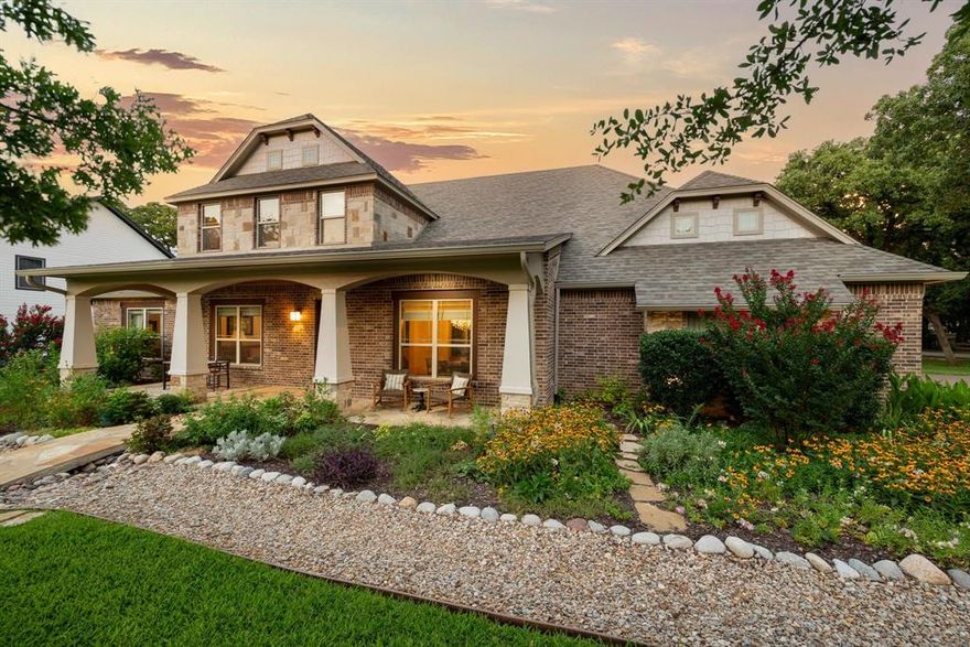 This gorgeous custom home sits proudly on a large corner lot surrounded by lush, mature landscaping and exceptional curb appeal. Designed with both comfort and versatility in mind, the property offers incredible outdoor living spaces—perfect for relaxing evenings, entertaining guests, or simply enjoying the beautifully maintained grounds. Ideal for multi-generational living, the separate guest house is a private retreat of its own complete with a full kitchen, utility room, spacious living room with a stunning stone fireplace, a bedroom featuring a walk-in closet, and a full bath, providing comfort and independence for extended family or long-term guests. The main residence features 4 bedrooms, including one currently used as an office for added flexibility. An upstairs bedroom offers endless possibilities—it could easily serve as a game room, media room, exercise space, second living area, or additional office. A 3-car garage provides ample storage and convenience. At the heart of the home is a gorgeous, oversized kitchen with an expansive center island that opens seamlessly to the main living area—ideal for gatherings and everyday living. The primary suite is exceptionally spacious and truly a private retreat, complete with a spa-like en suite bath designed for relaxation. Thoughtful, upgraded features throughout the home promote healthy living while helping reduce utility costs, blending luxury with efficiency. Located in a fantastic area close to restaurants, shopping, schools, medical facilities, and more, this one-of-a-kind property offers the perfect balance of elegance, function, and convenience. Room dimensions are approximate and should be verified by the buyer.