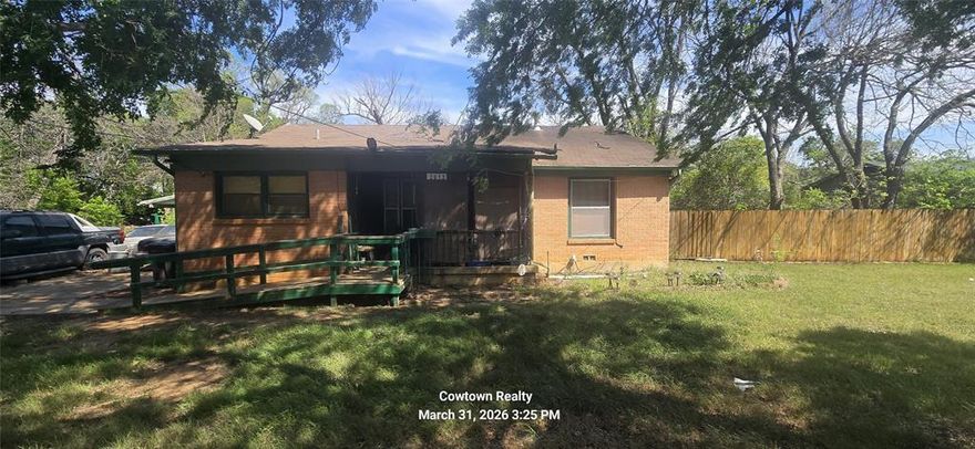 Set on nearly half an acre in Fort Worth, 2613 McGee offers space, flexibility, and long-term upside that is hard to find at this price point. This 3-bedroom, 2-bath home sits on a generously sized lot with room to expand, add outdoor living, or create the setup you have been looking for.

The property provides a strong footprint for a primary residence, rental, or future improvement project. The oversized lot opens the door for additional parking, workshop space, or simply enjoying the privacy that comes with extra land.

Conveniently located with quick access to major roads, shopping, and everyday essentials, this is a practical option for buyers looking for space and potential in an established area of Fort Worth.

Opportunities with this much land and flexibility do not come around often.