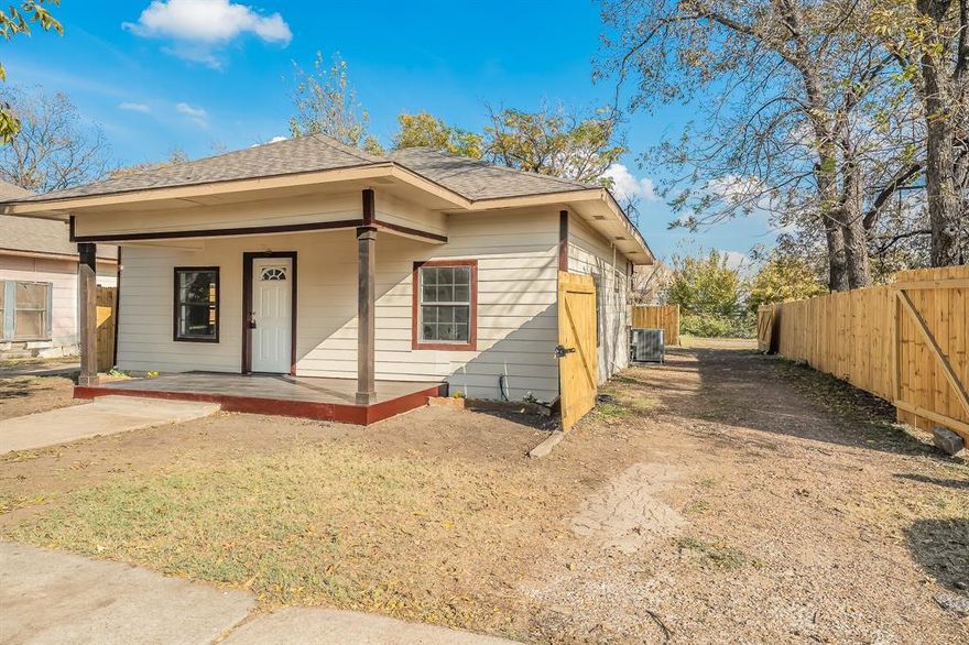 Move-in ready gem with major system upgrades!  Perfect for First Time Homebuyers looking to get out of renting or apartment living. This fully renovated 2-bedroom, 2-bathroom home offers functional living space with excellent bedroom separation that you can call home!  It has several upgrades, such as a brand-new roof, new HVAC system, new paint and flooring throughout. Both bathrooms feature modern updates, while the completely rebuilt front porch deck adds curb appeal and covered outdoor living space for year-round enjoyment. The property includes a new fence with drive-through access—perfect to secure vehicle storage and trailer parking. Relax in the backyard, where mature trees provide natural shade and lower cooling costs. Rental rates are pretty consistent and this may be a great opportunity for savvy investors seeking a turn-key property!   Come schedule a showing today and make an offer!