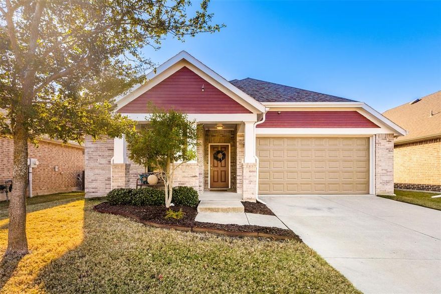 This beautiful one story Highland home features an open, airy floor plan with natural lighting that seamlessly blends the living, dining, and kitchen areas—perfect for both entertaining and everyday living. The kitchen boasts granite countertops and abundant cabinet space. The living room features tall ceilings and a fireplace that creates a cozy atmosphere. The oversized primary suite offers a peaceful retreat with a large walk-in closet and a private ensuite bath. Secondary bedrooms share a full bath and offer flexibility for guests, a home office, or hobbies. Step outside to enjoy a backyard with a covered patio and pergola, ideal for outdoor dining or relaxation, and a shed for extra storage. Recent updates include fresh paint inside and out and a newly stained fence. The Bozman Farms community is highly rated in Wylie ISD and includes fantastic amenities, including two lakes, multiple community pools, a stocked fishing pond, walking trails and an easy commute to shopping, recreation and more! Assumable mortgage available with lender approval.