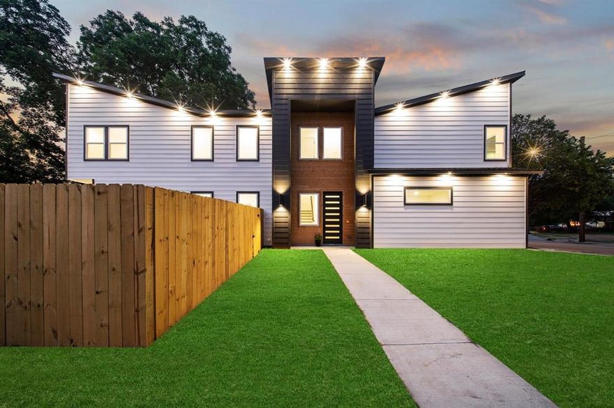 Welcome to 2503 Lawrence Street in Dallas, Texas—a brand-new modern home offering the perfect blend of style, comfort, and convenience. Built in 2025, this beautiful 3-bedroom, 2.5-bath residence features approximately 1,910 square feet of thoughtfully designed living space on a spacious corner lot. The open-concept floor plan flows effortlessly from the living room to the dining area and gourmet kitchen, creating the ideal setting for entertaining or relaxing at home. The kitchen is a true showpiece with quartz countertops, soft-close shaker cabinets, a large island, and a sleek pot-filler over the range. Natural light fills every corner of this home, highlighting the clean, contemporary finishes throughout. The primary suite offers a serene retreat with a tray ceiling, a luxurious walk-in shower wrapped in porcelain tile, and a generous walk-in closet. Each bathroom is designed with floating vanities and modern fixtures, adding a touch of elegance to every space. Built with energy efficiency in mind, the home includes spray-foam insulation, a radiant barrier roof, and an advanced builder warranty for added peace of mind. Step outside to a fully fenced backyard that invites both privacy and outdoor enjoyment, with easy access through sliding glass doors from the main living area. The property also includes an attached two-car garage and sits on a 6,665 square-foot lot, offering plenty of room to live and grow. Located just minutes from Fair Park and downtown Dallas, this home provides the perfect balance between modern living and urban accessibility. With its combination of high-end finishes, smart layout, and prime location, 2503 Lawrence Street is a must-see opportunity for anyone looking to own a stunning new home in the heart of Dallas.