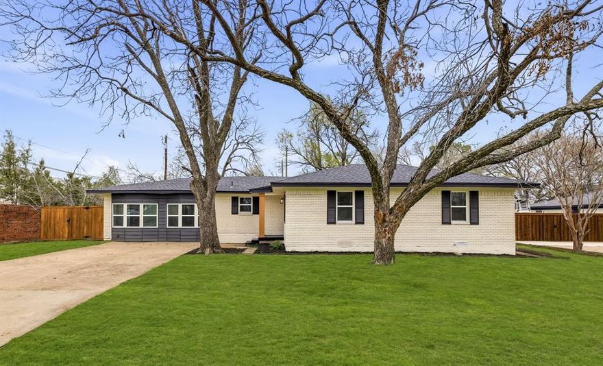 Thoughtfully renovated from top to bottom by an experienced investor who prioritizes quality, this stunning split-bedroom home on a beautiful quarter acre lot is filled with modern upgrades! The sleek dark roof creates beautiful contrast against the light brick exterior, giving the home impressive curb appeal from the moment you arrive. Inside, the spacious layout features ultra high-end luxury vinyl plank flooring that flows throughout the home, creating a seamless look that is both stylish and durable. The beautiful all new kitchen is a true centerpiece, featuring new cabinets, quartz countertops, a designer backsplash, and an abundance of space, designed for gathering and entertaining. The living area is anchored by a large picture window that fills the space with natural light and overlooks the expansive backyard. With plenty of room to relax, play, or entertain, the backyard offers the kind of outdoor space that’s becoming harder to find, plus there’s no HOA! The oversized primary bedroom offers a relaxing retreat, while the spa-like primary bathroom impresses with an expansive, floor to ceiling tile shower with dual shower heads, designed with both style and comfort in mind. ***Major system updates provide peace of mind, including a new roof (2025), brand new HVAC system with furnace and condenser, new 200-amp electrical panel, new water heater, and all new energy-efficient windows throughout. Located in a highly walkable area, the home is also zoned to exceptional schools with the high school ranked #12 in Texas and top 5 in DFW! The Coppell schools are known for their low student-teacher ratios and strong academic performance. Beautifully updated, thoughtfully improved, and ideally located, this home offers a wonderful place to call home. ***Ask for the full update list to see all the thoughtful improvements made throughout the home.