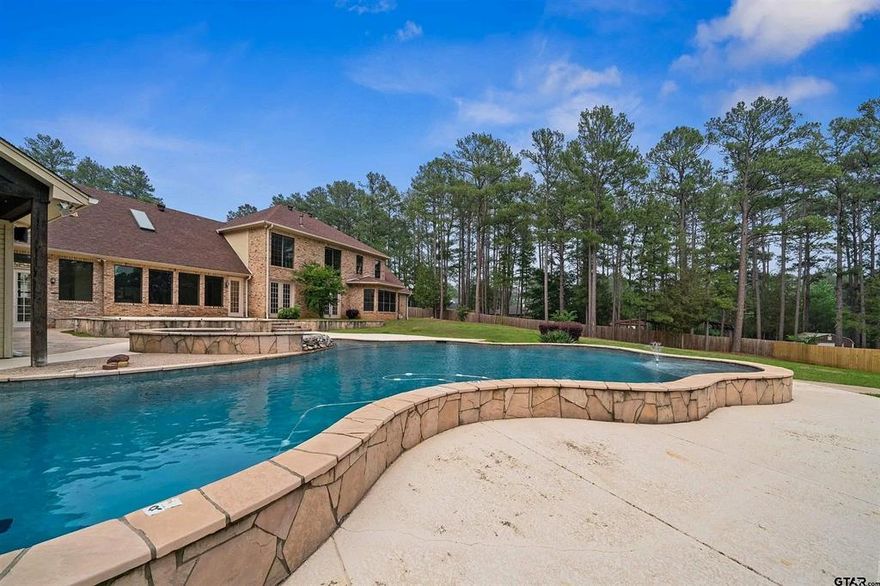 Welcome to your dream home nestled within this serene estate, boasting 6,584 sq ft of impeccable living space on 1.820 acres. Located behind a black wrought iron fence and gated entrance, this exquisite property offers the ultimate in privacy and luxury. This sprawling residence features 5 bedrooms, 5 full baths and 1 half bath, providing ample space for family and guests. A circular drive leads to the majestic entrance of the home, adorned with a meticulously landscaped lawn. Adjacent to the shimmering 85, 000-gallon swimming pool is a convenient mother-in-law suite or exercise room, in the home, offering additional comfort and accommodation options. Enjoy the convenience of a 3-car garage, a double carport, and a versatile upstairs room complete with an outstanding wet bar. Rest easy knowing that the property is equipped with a Taylor Power Systems electric generator system, ensuring uninterrupted power supply to the main home for up to a week. Electric curtains provide added security and convenience. Tall ceilings, abundant windows for natural light, and two stone fireplaces create an atmosphere of sophistication and warmth throughout the home. Unwind in the luxurious master suite, featuring a cozy fireplace and ample space for relaxation. Discover secret hiding places for guns or valuables, ensuring peace of mind and security for your belongings. The air conditioners and a new roof were installed just 4 years ago, offering modern comfort and peace of mind. Experience the epitome of luxury living in this meticulously crafted estate, where every detail has been thoughtfully designed for your comfort and enjoyment. Don't miss the opportunity to make this extraordinary property your own. Schedule your private showing today!