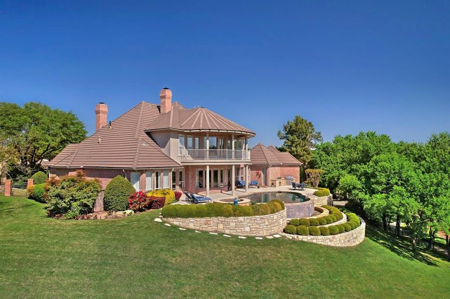 Custom built traditional home in the guarded and gated Mira Vista golf course community. Extraordinary features are found throughout the interior, including 24 ft ceilings in entry, deep crown molding and rich hardwoods. Chefs’ kitchen with double ovens, gas range, built-in refrigerator, & dual sinks and quartz counters. Spacious primary suite with tons of windows. Ensuite bath featuring dual sinks, separate shower, jetted garden tub, and custom closet! Dedicated study with stunning views of the golf course and pool. Upstairs there are four additional guest bedrooms all with ensuite bathrooms. Game room with wet bar and balcony showcasing stunning views of the 11th green and 12th tee box. The backyard was built for entertaining with an outdoor grilling area, sparkling infinity edge pool and spa, lower level seating area and an additional gas line for adding a fire pit area. 3-car over-sized garage with gated driveway and extra parking.