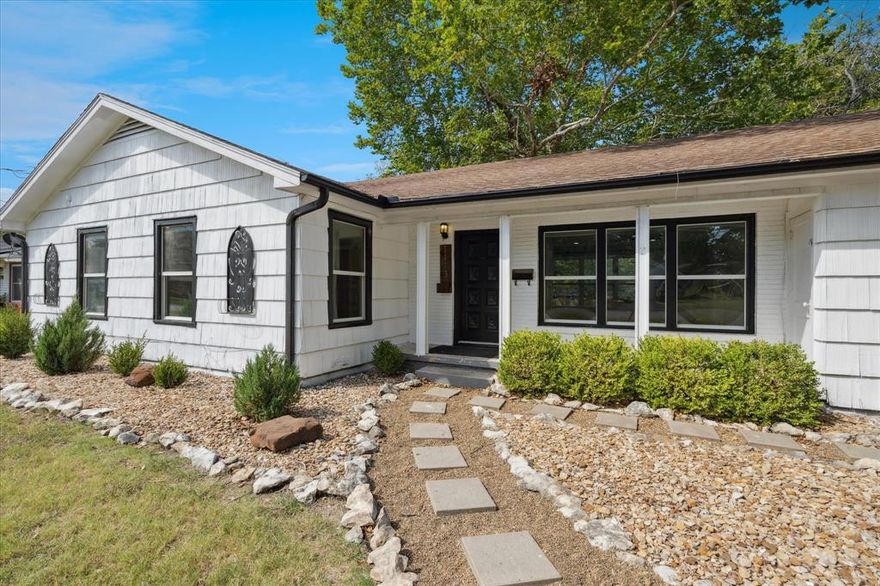 Charming 1950's vintage three-bedroom, one bath home on a large lot, with abundant curb appeal in the Hillcrest Addition! Freshly painted inside and out with all hard surface flooring, this lovely home's functional square footage includes a large kitchen, a quaint breakfast area, a spacious family room, one full bath, and three ample sized bedrooms. Enjoy relaxing mornings on the covered front porch or entertain in the fully fenced backyard—perfect for kids, pets, and weekend gatherings. A 19' x 10' storage shed adds valuable extra space. Located just minutes from the historic downtown square, you'll have easy access to shopping, dining, and local charm. No HOA.