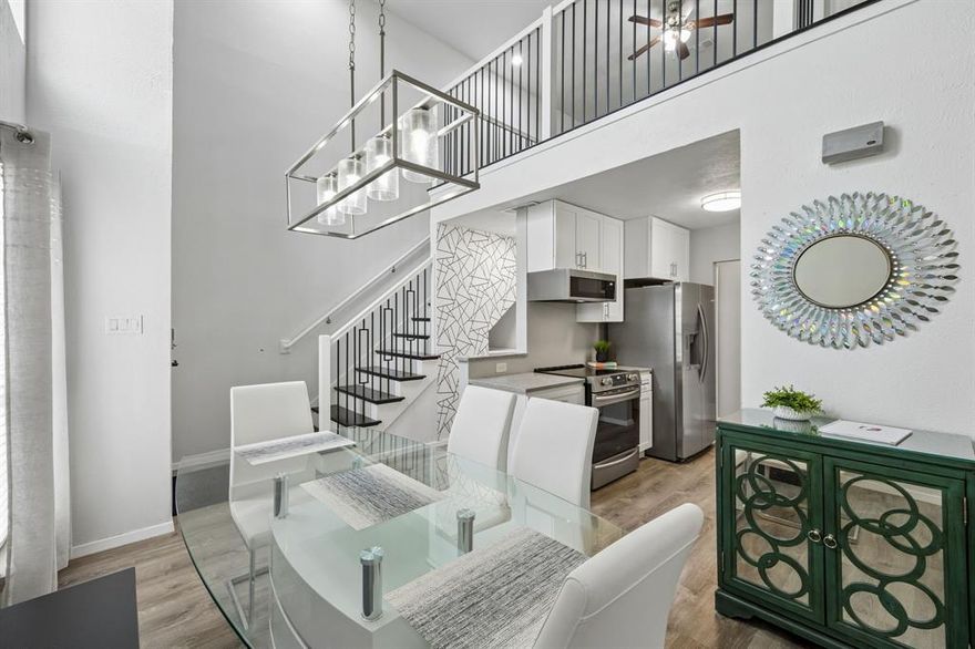 Nestled in an unbeatable location that is highly sought after and rarely has units available for sale!  This is the first time a unit has become available since 2024!  This condo offers the ultimate blend of convenience and luxury. 10 minutes from DFW airport, minutes away from Six Flags, Globe Life, and AT&T Stadium, it promises endless entertainment options. Step inside to discover a haven of comfort and style. The unit features a spacious loft that could easily serve as a second bedroom for guests or a dedicated office space! The property has been extensively updated with a remodeled kitchen to include all new cabinetry, Quartz counters, stainless steel appliances, luxury vinyl plank flooring, a pantry, bathroom updated with updated cabinetry, sink, faucet, and quartz counter, the staircase has been completely updated!  Reserved car-port space in front of the unit.  The back patio invites relaxation, while the community pool promises endless summer enjoyment. With a covered parking space and abundant storage, practicality meets sophistication. Don't miss this chance to experience the epitome of modern living. Schedule a showing now and seize the opportunity to call this remarkable property your own!