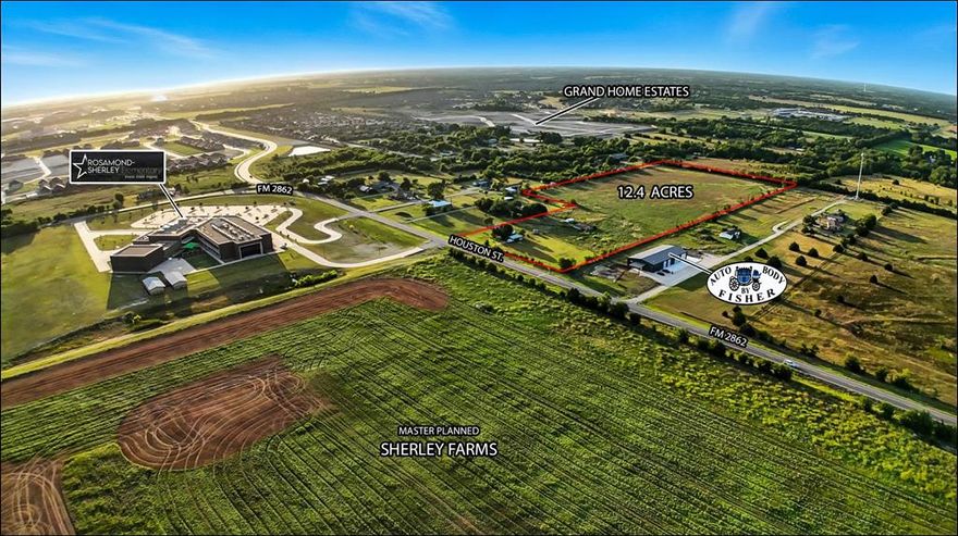 PRIME Development Opportunity!!! 
This 12.423-acre tract sits in the heart of Anna’s explosive growth corridor, located within the city’s ETJ  and surrounded by major residential and commercial momentum. Situated directly across from the 3,000-home Sherley Farms master-planned community. This parcel is also immediately adjacent to established businesses, offering instant availability for mixed-use or residential-anchored development. Your site benefits from frontage along FM 2862, with immediate visibility to thousands of incoming homes and an on-site elementary school across the street. Anna is one of Texas’ fastest-growing cities and this corridor is going to be a dominant destination for housing, community retail, and experiential amenities. This is a rare opportunity to secure land at the center of it all. One of the last few lots in the ETJ!