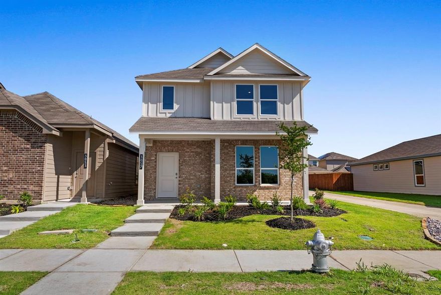 Seller is willing to assist with closing costs or a rate buy-down through preferred lender with an acceptable offer. The Acorn floorplan – This well-designed single-story home offers a functional and modern layout ideal for everyday living. The home features an open-concept design where the kitchen, dining area, and family room flow seamlessly together, creating a comfortable and inviting space for both entertaining and daily use. The kitchen is thoughtfully arranged with ample cabinetry, generous counter space, and a layout that allows for easy interaction with the main living areas. The private owner’s suite is tucked away at the rear of the home, offering a quiet retreat complete with an en-suite bathroom and a spacious walk-in closet. Two secondary bedrooms are located toward the front of the home, providing flexibility for family members, guests, or a home office setup. Large windows allow natural light to fill the living areas, enhancing the bright and welcoming atmosphere throughout. Step outside to enjoy the backyard space, perfect for relaxing or creating your own outdoor retreat. This home offers a great combination of efficiency, comfort, and modern design in a growing and convenient location.
