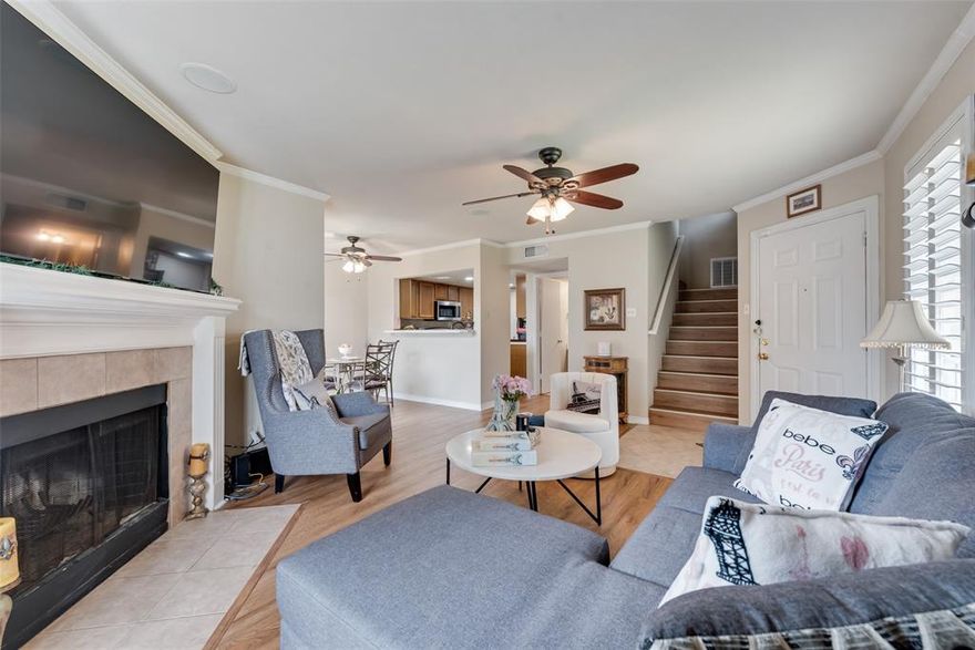 Welcome to this charming 2-bedroom, 2.5-bathroom townhouse located in the heart of Frisco, TX, offering both comfort and convenience in one of the most desirable areas of North Texas. Step inside to a bright and inviting living space highlighted by warm wood-style flooring, neutral tones, and an abundance of natural light streaming through plantation shutters. The open-concept floor plan seamlessly connects the living room, dining area, and kitchen, creating a perfect environment for both everyday living and entertaining. A cozy fireplace anchors the living room, providing an ideal spot to relax, while the spacious layout easily accommodates gatherings with family and friends. The kitchen boasts ample cabinet storage, a breakfast bar that opens to the dining space, and a functional design ready for your culinary creations. Upstairs, both bedrooms are generously sized, each with its own private en-suite bathroom, offering comfort and privacy. Additional features include a convenient half-bath downstairs for guests, ceiling fans throughout, and a laundry area thoughtfully placed near the bedrooms. A private patio provides the perfect outdoor retreat for morning coffee or evening relaxation. This townhouse also offers access to community amenities and is ideally situated near top-rated Frisco ISD schools, major highways, shopping, dining, and entertainment. Whether you’re looking for your first home, a low-maintenance lifestyle, or a great investment opportunity, this property checks every box.