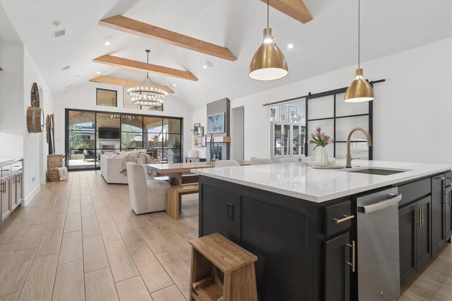 Highly sought after Haslet Watercress neighborhood. Home nestled at the end of quiet cul de sac next to green space pond. Beautifully customized home offers privacy, thoughtful design, exceptional indoor, outdoor living. Original owners have invested extensively in upgrades and enhancements creating a one of a kind property, blends style, function and comfort. Meticulously maintained yard, kept to golf course standards with a fairway mower, extensive professional landscaping. Garage has had removal of center column, installed premium double wide door, that creates clean, elevated exterior look. Inside custom features throughout home. Entry and living spaces feature striking stained wood beams, renovated fireplace. Oversized panoramic steel sliding glass doors fills the living area with natural light, seamlessly connects indoors to outdoor living space. Functional spaces have been thoughtfully upgraded, redesigned laundry room, floor to ceiling cabinetry. Stunning mudroom with stained cabinetry, marble seat, lots of storage. Design details include bedroom accent walls, steel barn door adds character to office, currently used as playroom. Kitchen is chef's dream. Backyard is entertainer's dream, luxury extended patio, fireplace, water features, fully equipped outdoor kitchen, built in grill, egg smoker, refrigerator, lots of storage, bar and extensive seating are, fully turfed backyard, low maintenance living. Call Brenda Colvin for information or to schedule a showing. Move in ready. Close to major highways, shopping, restaurants. Highly acclaimed Northwest ISD.