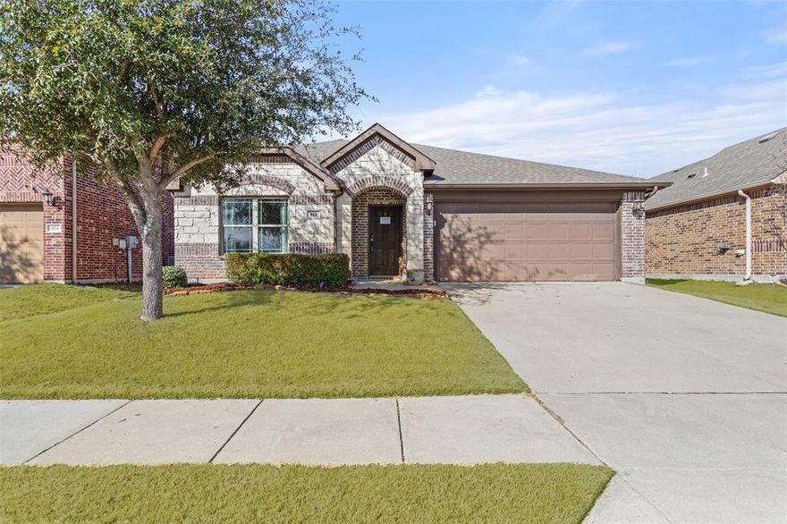 No need to wait for new construction when you have the opportunity to own this pristine, one-story turnkey home with exceptional curb appeal and upgrades guaranteed to impress. The thoughtfully designed layout features an open-concept living room, dining area, and kitchen—ideal for everyday living and entertaining. The sleek, modern kitchen is anchored by a large center island and comes equipped with stainless steel appliances, a range hood, granite countertops, abundant cabinetry, a pantry for organized storage, and a dining area accented by plantation shutters.

Modern appliances, smart home devices, and a built-in infotainment center create a comfortable and relaxing space to settle into. Smart home features include a smart lock, thermostat, and smart sprinkler system. The private primary suite is split from the secondary bedrooms and features a spacious walk-in closet, dual sinks, and a walk-in shower.

The large, fully fenced backyard is perfect for entertaining and future gatherings, complete with a pergola, custom built-in fire pit and grill, and plenty of grass space for a trampoline, playscape, or garden—ideal for green thumb enthusiasts. With no homes able to be built in front, the property enjoys added privacy and open views, and is just a short walk to the playground, basketball court, community pool, and both the elementary and middle schools.

Nestled in the master-planned community of Grand Heritage, residents enjoy resort-style amenities designed to keep the whole family active and entertained. Conveniently located near Lake Lavon and Lake Ray Hubbard, this home offers easy access to fun-filled weekends on the water. Come make this gem your perfect home sweet home!