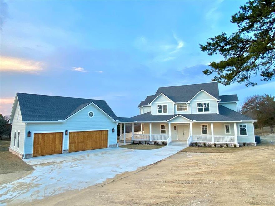 Brand new construction in final stages. Timeless design meets cutting-edge technology in this one-of-a-kind estate. Set on 2.03 scenic acres, this new construction 4,123 sq ft home (incl. media room) features hardwood floors, uniquely designed wood trim, and soaring ceilings. The gourmet kitchen boasts Thor Kitchen appliances, an ILVE dual-fuel 8-burner range, and a spacious butler’s pantry. Primary suite includes dual closets, a cast-iron clawfoot tub, and voice-controlled Moen showers. Smart home features offer voice-activated lighting, fans and more. Relax in the Dolby Atmos 5.2.4 theater room, on the wraparound porch, or in the gazebo overlooking a pond, trees, and pastures. Enjoy flexibility with the game room, office, and family or flex room. Large wood burning-propane fireplace. Spray foam insulation with fully conditioned attic, 2x6 exterior walls, ZIP System sheathing, complete plumbing manifold, mechanical room, dual (zoned) two stage 18 SEER heat pumps, engineered post-tension foundation with 57 piers down to bedrock, oversized 3-car garage with custom cedar wood doors. Opportunity to purchase up to 3.4 adjoining acres.