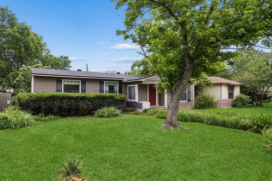 Welcome to this well-maintained 3-bedroom, 1-bath home in a convenient Dallas location—perfect for first-time buyers or families looking for a comfortable place to call home. Currently tenant-occupied, with the lease scheduled to end prior to closing, this property offers a great opportunity for a smooth transition into homeownership. Upon entry, you’re welcomed into a bright and inviting living area filled with natural light and complemented by durable laminate flooring throughout the main spaces. The layout flows seamlessly into the dining area, making it ideal for both everyday living and entertaining. The kitchen features a gas range, dishwasher, butcher-block style countertops, and a stylish backsplash for a modern touch. Originally converted prior to current ownership, the garage now serves as a versatile third bedroom and can also function as a second living area, home office, or flex space to suit your needs. Additional updates include laminate flooring (2020), a new roof (2016), and an AC unit replaced in 2017. French doors bring in abundant natural light and open to a large fenced backyard, complete with a spacious deck—perfect for gatherings—as well as an outdoor storage shed equipped with electricity and lighting for added functionality. Ideally located just a few blocks from Casa View Elementary (within walking distance), and a short drive to White Rock Lake, where you can enjoy scenic biking paths, parks, and outdoor recreation. With no HOA and approximately a 20-minute drive to Downtown Dallas, this home offers easy access to major highways, shopping, dining, and everyday conveniences.
