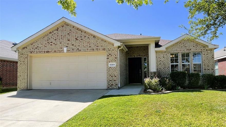 Terrific updated 3-2-2 single story brick home.  Open floor plan with two living areas and two dining areas.  Upgraded kitchen with granite counter tops, island, and under mount SS sink and faucet.  Beautiful neutral paint throughout the house.  Updated laminated wood floor throughout all bedrooms and living areas. The elegant master bedroom features dual sinks, a garden tub, separate shower, and walk-in closet.  Lots of LED lighting throughout the house. Large spacious backyard, community pool & playground, sidewalks, perfect home for your family in the desirable Mansfield ISD.  Great neighborhood, and conveniently located to shopping and freeways 360, 287 and I-20. No Carpet and Move-In Ready!