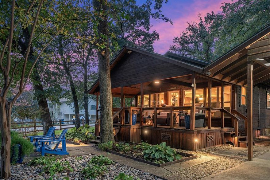 Once upon a time, there was a cabin in the woods located in the highly desirable waterfront community of Trade Winds at Cedar Creek Lake. This is the classic lakeview cabin with 3-BR, 2 BA & carport with over one-half acre of native oak trees surrounded by a split- rail fence. It has a firepit, large storage building-garage, and airconditioned treehouse with WIFI, yard is fully sprinkled. There is a WBFP in the living area & also in Master BR for a little romance. Cabin features open LIV-DIN-KIT leading to a covered front deck with a view of the lake.