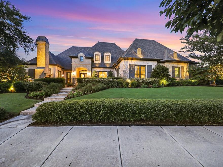 Exclusive Newman Village gated community presents this Award-Winning Custom French Manor design w front courtyard and stone Fireplace.Stunning architectural design,thisEntertainer’s haven features Media,Master Bedrm&Guest rms all on the first flr.Private Master w custom stone fireplace,spa like master bath w double closets & freestanding tub.Open Great Rm w beams,cathedral ceilings & custom built-ins flank the fireplace.Formal Dining & Gourmet Kitchen,Breakfast area w flr to ceiling windows looking out to the Outdr Living Space w brick Fireplace.Butler’s Pantry & wet bar. Study,half bath w pool access,Mud Rm & spacious laundry Rm.The upstairs includes 3 Bedrms w Ensuite baths & game rm. Outdr Paradise,Accordion doors to patio,Pool,Spa,poolside Firepit,outdoor kitchen,LARGE play area shown on areials.Control4,Foam Insulation for Energy Saving cost reduction.Lutron Lighting Technology,porte-cochere,sports court area,gracious gated motor-court.One of Ron Davis Custom Homes finest!