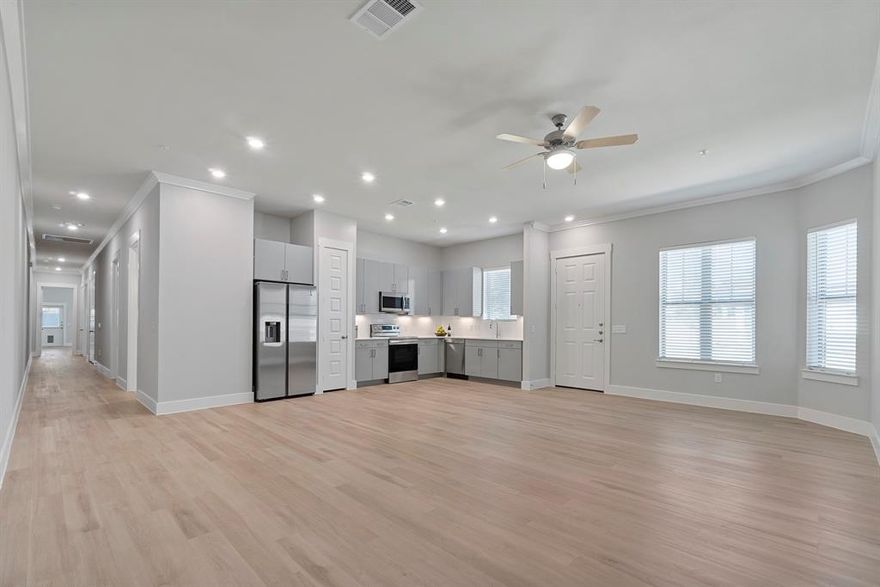 Masterplanned Luxurious Leasing community in Prosper ISD. This 3 bedroom, 3 bath, Two car garage with one car carport and fenced in private yard with lawn care included. AT&T All-Fiber GigaPower Internet, Large walk in closets with custom shelving, wood plank flooring, granite in all wet areas, doggie doors.  Double sinks in baths. Smart appliances. Private cabanas by the resort style swimming pool, beautiful community walking trails, 24-7 Interactive Fitness Center with Streaming Cardio, Free Weights, Strength & Crossfit Station, Massive Ten-Acre Private On-Site Central Park, Luxurious Social Clubroom with HDTV Entertainment, Game Room and Billiards, Private Tanning Facility, 24-7 Emergency Maintenance Service, Separate Walk-In Showers with Rainwater Shower Heads, Radiant Barrier Roofing & Extensive Insulation, Double-Pane Windows, Individual, First-Floor Entrance with No Adjoining Homes Above or Below.All properties are for current day leasing prices not future leasing dates.