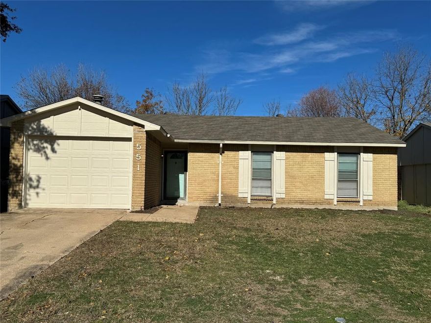 Super cute one-story home.  Fresh and clean with new carpet installed prior to listing.  Make this your new home or consider as an investment property.  Conveniently located in Allen with easy access to shopping, schools and restaurants.  Home offers a spacious open floor plan with 3 bedrooms and 2 full baths.  An oversized one car garage is front loading.  Nice yard with some trees along fence line in the back for added enjoyment.