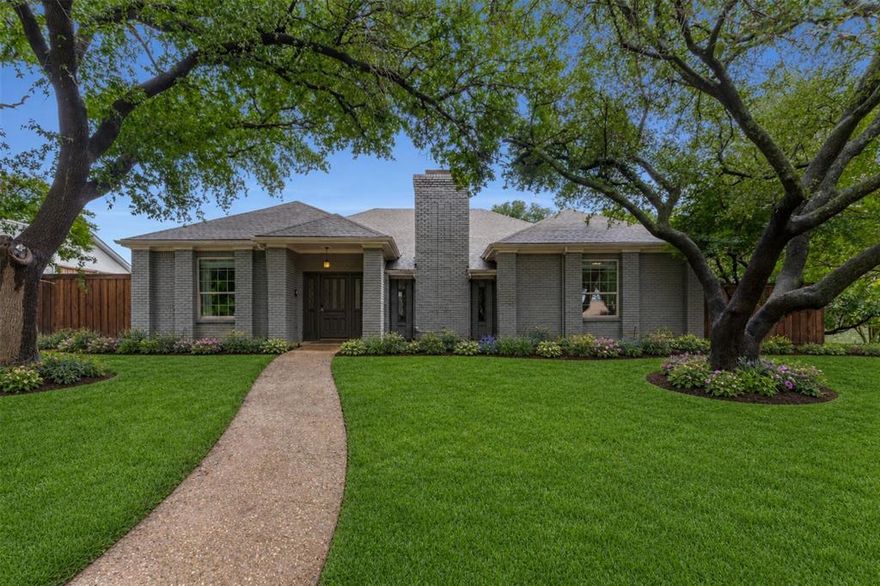Your dream home in the coveted Highlands North Addition. This single-story gem offers 4 generous bedrooms with walk-in closets and 3 spacious baths.  The spacious primary suite features a large walk-in closet, jetted tub, separate shower, and dual vanities. The open living and dining areas feature soaring ceilings and wood look ceramic tile floors are filled with natural light.  With a modern kitchen and nearby wet bar and an atrium you have an ideal place for entertaining.  Enjoy a private backyard oasis with sparkling pool, covered patio, and high privacy fence, plus a central atrium for al fresco dining, gardening, or cocktails. A quiet cul-de-sac in an impeccably maintained neighborhood, you’re moments from dining, entertainment, and major highways for an easy commute this home has it all.