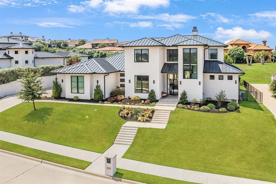 This stunning contemporary style home is situated on over half an acre inside the guarded & gated La Cantera at Team Ranch. This like-new home features an open floor plan,12-foot ceilings,light and bright interior w designer finishes,& quality craftsmanship throughout. The design includes glass sliders for indoor-outdoor living options. The chef's kitchen is equipped w commercial grade appliances,natural stone countertops,a large waterfall island,& custom cabinets. Main floor features a master suite,guest suite,office,& a spacious utility room with ample storage. Upstairs,three additional en-suite bedrooms & game room. Spacious master suite comes complete with his & her toilets 
& a walk-in closet. The covered patio offers ample outdoor living space, a beautiful pool, outdoor kitchen, and a gas-burning fireplace. Private Schools - All Saints' Episcopal is 3 miles away. FW Country Day, Southwest Christian, and Trinity Valley all less than 8 miles away. Additional storage above garage.