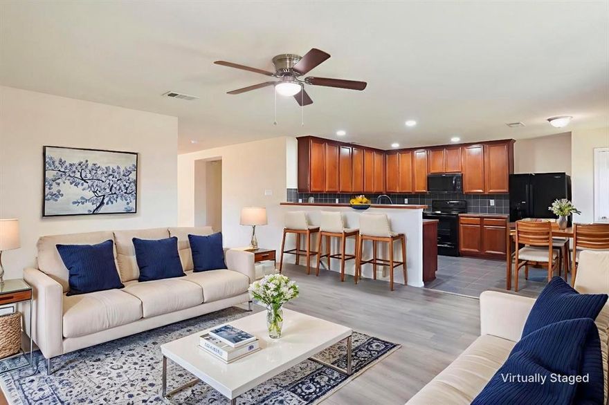 Beautifully maintained and move-in ready, this spacious 5-bedroom home in the vibrant Greenleaf Village community near Trinity Groves offers the perfect blend of comfort, functionality, and location. With 3,294 square feet of thoughtfully designed living space, the home features a versatile layout ideal for both everyday living and entertaining. The main level showcases luxury vinyl flooring, formal living and dining areas, a bright family room filled with natural light, and a well-appointed kitchen equipped with ample cabinetry and workspace. The primary suite is conveniently located on the first floor and includes a large walk-in closet and private ensuite bath. Upstairs, you’ll find four generously sized bedrooms, two full bathrooms, and an expansive game room that can easily function as a media space, home office, or study area. Recent updates include fresh interior paint, refinished cabinetry, new blinds, updated ceiling fans, a new refrigerator, microwave, and dishwasher, steam-cleaned second-floor carpets, and professionally cleaned windows throughout. The home also features a Bluetooth-enabled, whisper-quiet belt-drive garage door opener.nThe backyard provides an ideal setting for relaxing, entertaining, or enjoying time with family. Located just minutes from Trinity Groves, scenic Trinity River walking trails, Mercy Street Sports Complex, and the Dallas Medical District, this home offers convenient access to premier dining, shopping, entertainment, and major highways for an easy commute across the metroplex. Zoned to highly regarded West Dallas Community School, a respected private school option, and the Health Science Magnet High School. This is an exceptional opportunity to own a spacious, updated home in one of Dallas’ most desirable and rapidly growing areas.