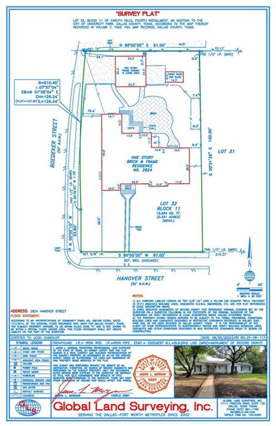 In coveted University Park within Highland Park ISD, 2824 Hanover commands the northeast corner of Hanover and Boedeker - a rare 94' x 160' homesite with wide corner presence and open park views. With dimensions approaching 0.34 acres, this generous canvas invites an architect-driven residence with dramatic curb appeal, flexible site planning, and established trees. Directly across from the homesite is a .75 acre neighborhood park (Elena’s Children’s Park), framing daily life with green vistas and natural light. Bring your architect and builder to craft your dream home in one of DFW’s most sought-after enclaves.

Property is currently occupied until April 1, 2026. No construction may begin before that time.