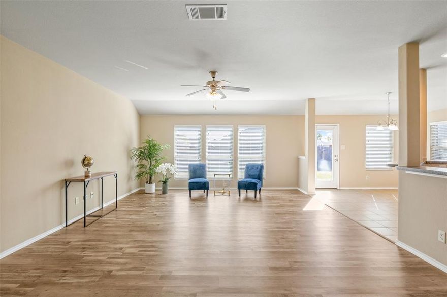 Welcome to beautiful 2909 Marsha Lane. From the moment you step inside, this home feels bright, spacious, and inviting. Sunlight streams through large windows, giving the home an airy, cheerful feel. No carpet! Luxury vinyl plank flooring throughout makes maintenance simple and is ideal for pets or anyone with allergies. The very spacious family room, with its taller ceilings, flows seamlessly into the beautiful kitchen, where the breakfast bar and dining area create a natural gathering space for meals, conversation, and shared happy moments with family and friends.

The primary suite is tucked away for privacy and the primary bathroom features dual sinks, a garden tub, a separate shower, and a spacious walk-in closet. Secondary bedrooms are thoughtfully sized with plenty of closet space for everyone.

A perfect size backyard is great for relaxing, playing, or sharing a meal outdoors.  Quick access to I-30 with abundance of shopping and dining options. No MUD or PID. This beautiful home combines everyday convenience with the sense of calm you’ve been looking for. Schedule your tour today!

Information deemed reliable but not guaranteed. Buyer and buyer agent is to verify.