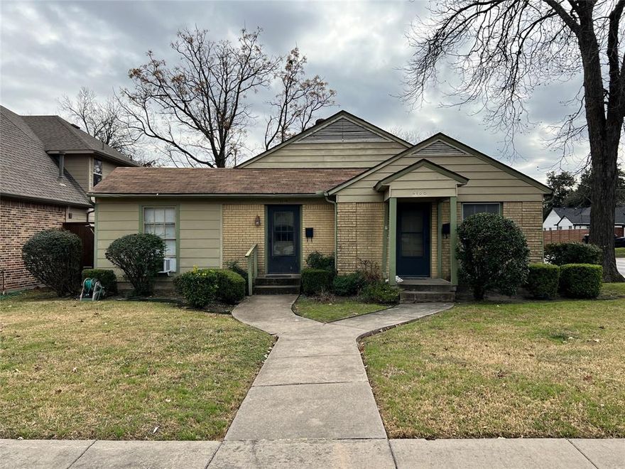 6100 Morningside, bring your builder and your plans!  The plan shown is just a concept of what can be built on the lot, the choice is completely yours.  55 x 141 north-facing single family residential lot.  Currently a leased duplex with two long-term tenants.  Value is in the land only.