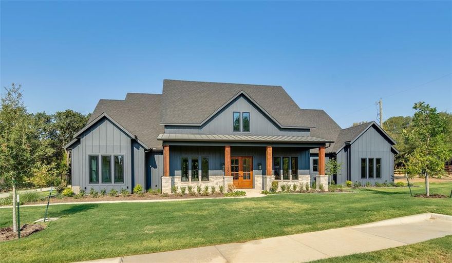 Beautiful gated neighborhood nestled alongside Lake Grapevine, surrounded by wooded Corps of Engineers property with access to trails! 2-story with metal roof & Andersen windows, 4,198 sq ft (approx.), 4 bedrooms, 4.5 baths & 3-car garage. Primary living on 1st floor includes foyer; open-concept formal dining, kitchen & family room featuring vaulted ceiling, box beams & fireplace; large kitchen island, Thermador appliances & walk-in pantry with space for fridge; study; media room; free standing soaker tub, large walk-in closet, & linen closet in master bath; guest suite with private bath & linen closet; powder bath; large covered patio. 2nd floor offers 2 bedrooms, 2 full baths & game room. FULL FOAM ENCAPSULATION for exceptional energy efficiency!