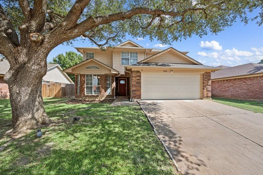 Welcome to this beautifully updated 4-bedroom, 2.5-bath home in the desirable Huntington Village neighborhood of Fort Worth. Step inside to find solid surface floors throughout, creating a fresh and modern flow. The bright and inviting kitchen features crisp white cabinetry, granite countertops, stainless steel appliances, and an abundance of natural light from the surrounding windows. The spacious primary suite offers a private retreat, thoughtfully separated from the three guest bedrooms upstairs. The primary bath features a separate shower and soaking tub, along with a refreshed vanity and lighting. Upstairs, the secondary bedrooms provide plenty of space and flexibility for family, guests, or a home office. Out back, you’ll love the setup for entertaining, with a roomy patio perfect for outdoor dining, grilling, and gatherings with friends and family.This move-in ready home combines comfort, style, and functionality in a fantastic location—ready for you to make it your own.