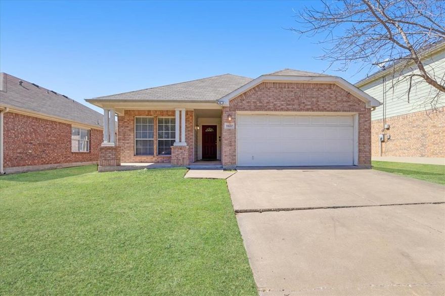 Welcome to 8420 Silverbell Lane, a beautifully maintained 3-bedroom, 2-bathroom home in a peaceful Fort Worth neighborhood. This charming residence features an open-concept layout, seamlessly connecting the main living spaces for a warm and inviting feel. The spacious living room, anchored by a cozy fireplace, is perfect for relaxing or entertaining guests. The kitchen is both functional and stylish, offering ample cabinetry, modern appliances, and a bar seating area that provides a casual dining option. Just off the kitchen, the dedicated dining area is ideal for both everyday meals and special occasions. A private office near the entry ensures a quiet space for work or study, adding versatility to the home’s design. The primary suite serves as a private retreat, featuring a well-proportioned layout and an en-suite bathroom with a separate soaking tub and shower. Two additional bedrooms offer flexibility for guests, family, or creative spaces. A convenient interior laundry room adds to the home’s practicality, keeping household tasks organized. Outside, the covered front porch provides the perfect spot for morning coffee or unwinding in the evening. The backyard is a great space for relaxation and play, complete with a built-in dog kennel—ideal for pet owners seeking a secure outdoor area. The home sits in a friendly and quiet community, with a small playground at the end of the block, making it a fantastic location for families. Enjoy easy access to nearby shopping centers, grocery stores, and a variety of restaurants, along with scenic running trails and parks for outdoor enthusiasts. Zoned for Everman ISD, with Bishop Elementary, Dan Powell Intermediate, and Everman High School nearby, this home offers both comfort and convenience. With its thoughtful layout, desirable amenities, and prime location, 8420 Silverbell Lane is a fantastic opportunity in Fort Worth. Schedule your showing today to experience everything this home has to offer!