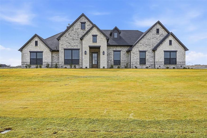 Awesome new plan by Builder in this exclusive new neighborhood in Aledo ISD! Brick homes with black roof, many builder upgrades including Quartz Countertops, Luxury Vinyl flooring throughout all main areas and Game room near huge Covered Patio for entertaining. Plenty of extra room on this 1 acre lot, new construction, This home is ready now, Call today!