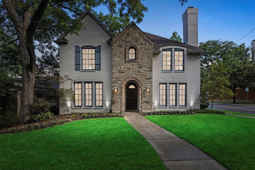 Multiple Offers received.  Offer deadline Sunday 8PM Central time. Beautiful move-in-ready University Park traditional in highly desired Armstrong Elementary with guest quarters. Entertaining kitchen with walk in pantry, gorgeous hardwoods, open concept, lovely formals, spacious primary bathroom, separate guest quarters (700+ square footage additional), study and gym. Chef’s kitchen features quartz countertops, butler’s pantry and high end appliances. Lovely family room opens to kitchen with expansive windows, lots of light, and quartz fireplace. Master bath updated with cabinets, counters, high end tub, designer tile and marble floor. Other amenities include 2 high end HVAC units, new landscape. Walk to SMU and nearby neighborhood parks: Burleson Park and a hidden gem of a park at the end of Fondren. Well maintained, family home, with lots of happy joyful vibes to see and experience in person.