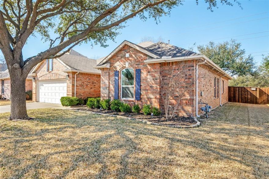 Located in the heart of Frisco, this beautifully updated single-story 4-bedroom home sits on a premium golf course lot, offering serene views and a bright, open atmosphere both inside and out.  Large windows fill the home with natural light and showcase relaxing views of the green, while the spacious patio provides the perfect setting for outdoor entertaining or quiet evenings. Inside, the home features gorgeous flooring throughout, a light and inviting kitchen with granite countertops, and updated bathrooms. The functional layout includes a separate utility room, generous secondary bedrooms with large closets, and a spacious primary suite with dual closets.  Extensive updates over the past several years provide both style and peace of mind. The kitchen and guest bathroom were remodeled, with additional enhancements including new cabinetry and the addition of a breakfast nook. Flooring has been upgraded throughout, including hardwoods in the guest bedrooms.  Major system improvements include all new windows (2023), foundation repairs with transferable warranty (2023), new HVAC system (2024), and a new water heater (2022). Additional updates include a new backyard fence (2022), low-maintenance turf (2024), and new toilets (2025).  Located in a friendly neighborhood and zoned to highly rated schools in the Frisco Independent School District, this home offers the perfect blend of location, updates, and golf course living.