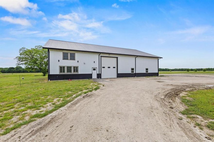 Looking for wide open spaces, serious workshop space, and a home with personality? Say hello to your next adventure! This massive 2,400 sq ft barndominium comes packed with charm, comfort, and room to roam and that’s just the beginning.
Got big toys? Big dreams? Big projects? We’ve got you covered with a huge 3,840 sq ft garage that’s ready for your trucks, tools, tractors, hobbies, or even your side hustle. Tall ceilings and oversized doors make it easy to roll in and get to work or play. All of this sits on 20 acres in the peaceful countryside just outside Commerce, TX.