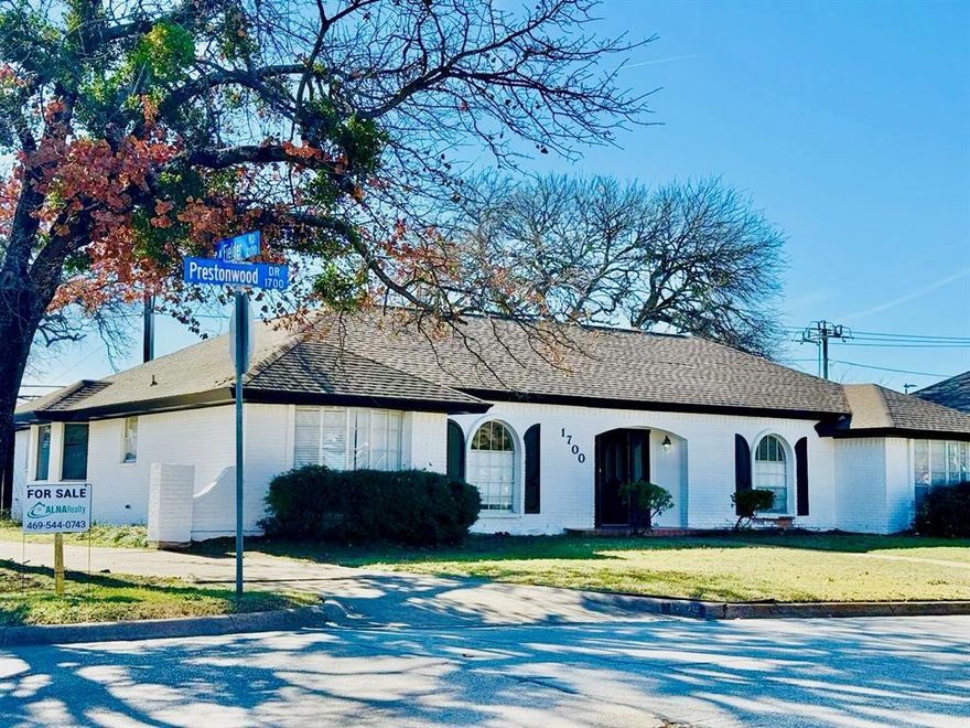 Prime location with exceptional convenience! 
Welcome to 1700 Prestonwood, a corner-lot home offering the perfect blend of accessibility and neighborhood charm. Enjoy quick and easy access to Interstate 30 while still being nestled in a quiet, established community. Just minutes from Arlington’s sought-after Entertainment District—including AT&T Stadium, Globe Life Field, dining, and shopping—this home places you close to it all without sacrificing peace and privacy. The functional layout features bright, open living areas and a kitchen that flows seamlessly into the main living space, ideal for entertaining or everyday living. Generously sized bedrooms provide comfort and flexibility, while the private patio and backyard offer an inviting space to relax or host gatherings. Located behind a school for added privacy, this well-positioned property is a must-see—schedule your showing today!