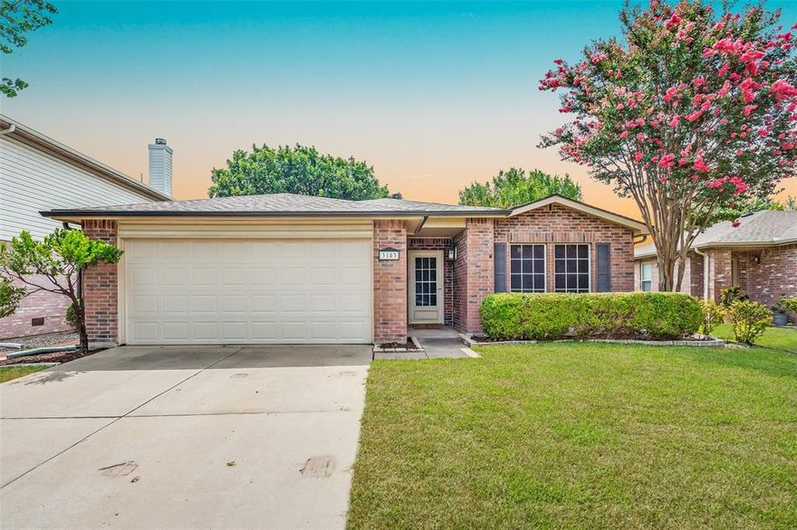 The Highest and Best is due 8:00 PM July 23rd. Charming and open-concept floor plan in this move-in-ready home! The spacious Family Room features wood-like flooring, a modern wood-burning fireplace & ceiling fan. The beautiful eat-in Kitchen is updated with designer backsplash, ceramic tile flooring, stainless appliances, painted cabinets and a large breakfast bar.  The spacious primary bedroom has a big walk-in closet and the ensuite features a double sink, a gorgeous glass shower and plenty of storage. Two wonderful bedrooms with good size closets and ceiling fans in each bedroom. The home also features a rain-soft water filtering system.  The lush backyard is fenced and has beautiful mature trees and lovely landscaping, with a sprinkler system for easy watering. This home is in the heart of McKinney and close to shopping, restaurants and entertainment.