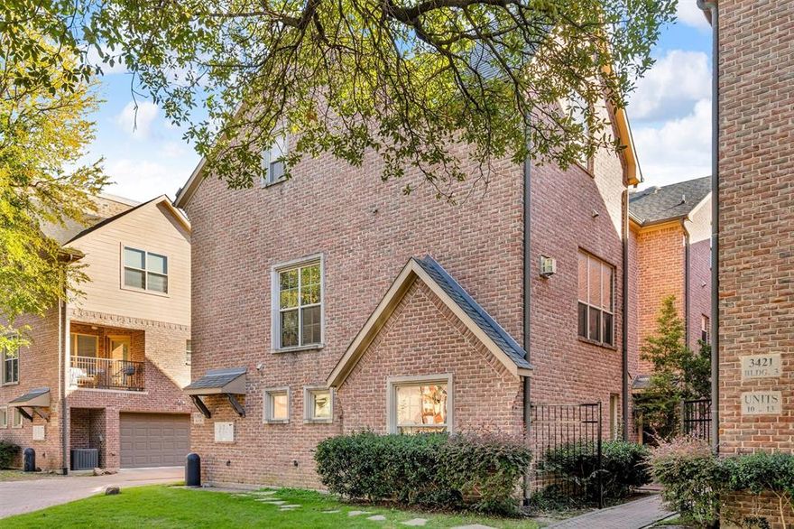 This beautiful front-facing 2,128 sq. ft. townhouse in the highly
sought-after University Park neighborhood sits just one block from the SMU
campus. Offering 3 bedrooms and 3.5 bathrooms, this home is ideal as an
owner-occupied residence or a prime investment opportunity.

Flooded with natural light, the home features well-maintained hardwood
floors, a cozy living room fireplace, and custom moldings throughout. The
gourmet kitchen boasts marble countertops, a gas range, stainless steel
appliances, a walk-in pantry, and convenient access to a private balcony. A
full-size washer and dryer plus refrigerator are included.

The residence offers a private 2-car garage with direct lower-level entry.
Each bedroom includes its own ensuite bathroom, providing comfort and
privacy for residents or tenants. The townhome’s balcony overlooks mature
trees, and the community provides access to a secured private pool—perfect
for warm Texas summers.

The layout features one bedroom on the lower level, with the primary suite
and an additional bedroom on the third floor. The primary suite includes a
walk-in shower and a spacious closet. The second floor is designed for
modern living with an open-concept kitchen, dining, and living area,
complete with a fireplace and powder bath.

Purchased new by an SMU family, this home has been consistently rented by
SMU students at top-of-market rates, making it a standout opportunity in an
unbeatable location.