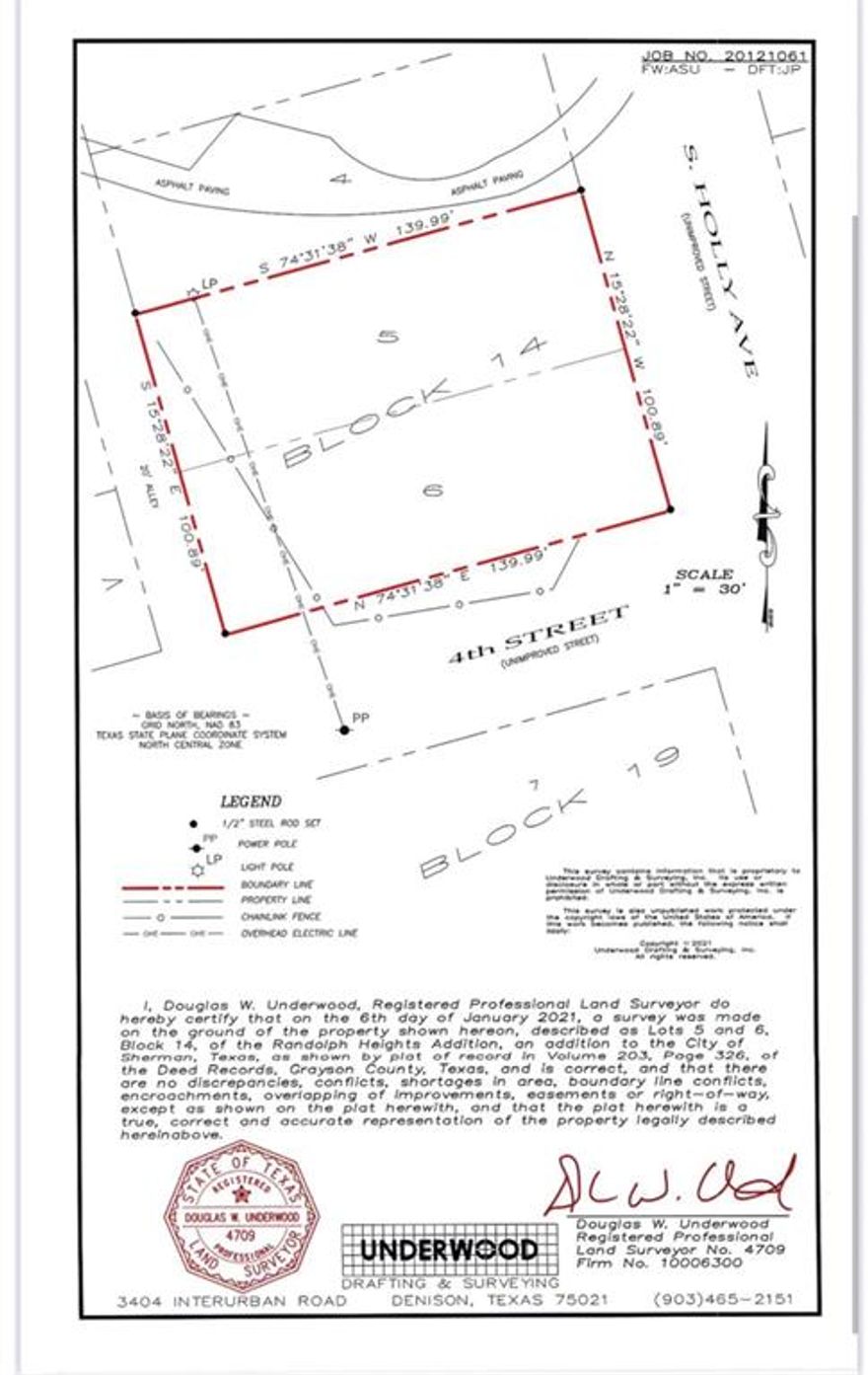Vacant Double Lot Opportunity in Growing Sherman!

Nestled in the Randolph Heights Addition, this prime double-lot opportunity at 1215 S?Holly Ave offers approximately 0.64 acres of flat, heavily wooded land with mature shade trees—perfect for your dream home or investment build. Previously home to a residence (now removed), the property comes with public water and electricity on-site, although sewer hookups are not currently available> All information will need to be verified.