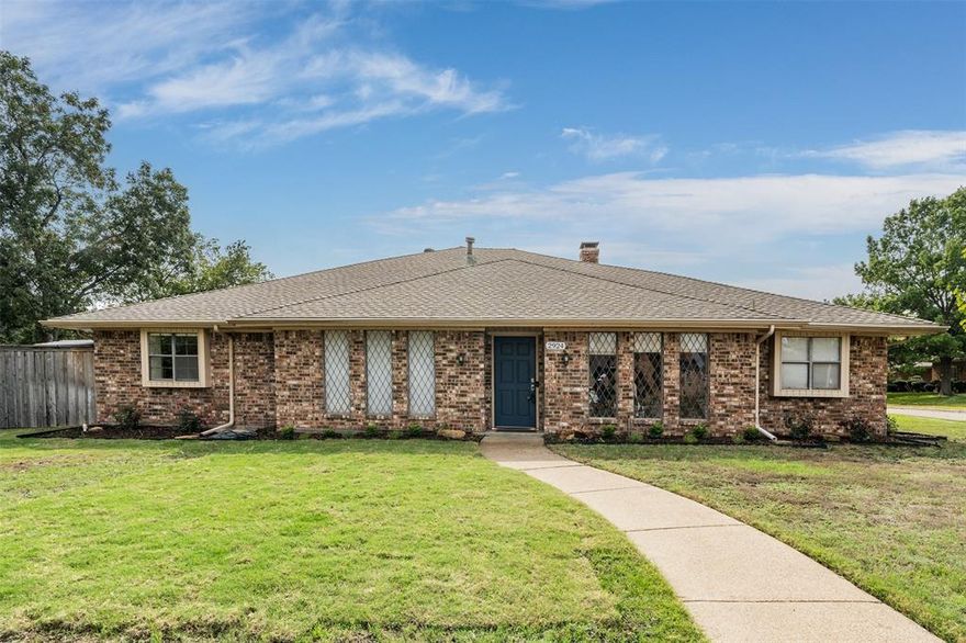 DEEP in the HEART of PLANO is where you will find this CORNER LOT GEM on .39 ACRES!  Grand Formal Dining Room w-a beautiful chandelier, it would also make a wonderful in-home office! Handsome Living Room is adorned w-walls covered w-wainscoting, beamed ceilings + a floor to ceiling stone FP! A wet bar is centrally located for use when entertaining! Gorgeous Atrium features skylights + a wall of windows w-views of the outdoor paradise! Fabulous Galley Kitchen offers granite countertops, undercabinet lighting, gas cooktop, tumbled stone backsplash & flows open to the Eat in Breakfast Nook w-bay windows! Unwind in the sprawling Master Suite w-plenty of room for a sitting area & the en-suite bath has gorgeous quartz, stand-alone tub, dual sinks + WIC! Large Guest Bedrooms + dual full Guest bathrooms both w-quartz! HUGE Backyard has a sparkling pool w-heated spa + covered patios along w-a HUGE yard! PRICED OVER 100K UNDER COMPS.  This GREAT VALUE won't last long! Please come this JEWEL!