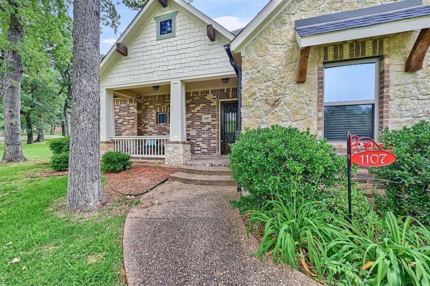 This stunning custom built home sits on one of the most beautiful interior corner lots in Lake, Kiowa. You’re invited up to the house with an adorable covered front porch. The exterior of the home features a spread of beautiful trees, brick, stone, and tons of cedar wood accents. Some of the freshly painted interior features that include crown molding, engineered hardwood floors, 10 & 12 foot ceilings, gas log fireplace, rounded corners, tall baseboards, and so much more. The open island kitchen features granite counters, a breakfast bar, gas cooktop, & double ovens. Spacious master has dual vanities, a garden tub, walk-in shower, & huge walk-in closet. Other bedrooms are of generous size & plenty of closet space. The screened in back porch has wood & brick accents that is one of a kind. To top it off, the oversized 4 car garage has plenty of room for your toys & is also fully decked above with a staircase for easy access to storage. Under the staircase is a steel reinforced storm shelter. A new roof and gutters were installed last year. This one has it all!