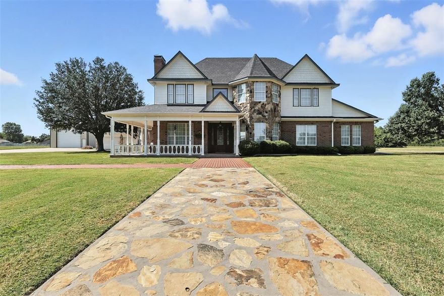 This stately Victorian 2 story home has a wonderful  location featuring a scenic view of Lake Coleman which includes walking or jogging trails, fishing, and many other recreational activities. Extras include a 30x30 covered stone patio which is stunning, 30x60 metal building which is fully insulated with water, electric and sewer currently used for RV, 4 car garage with huge shop area, wrap around porch, sprinkler system, automatic misting system, 1.68 acre corner lot, more can be available, 3 or 4 bedroom, 2.5 baths, walkin closets, office, outstanding kitchen, with eating bar, walkin pantry, high quality cabinets and formal dining room. 3 gas log fireplaces, 1 in master, high ceilings, floors are wood, tile and carpet and much more.