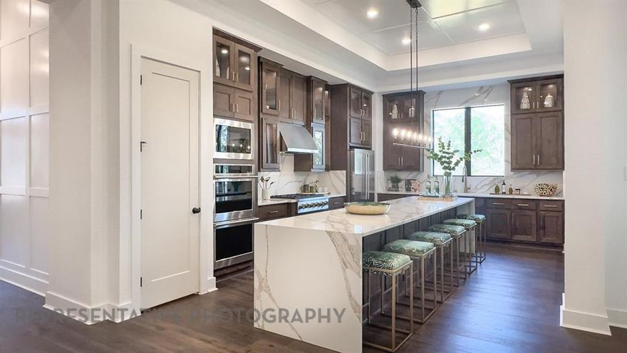 The Treviso is a stunning single-story home thoughtfully designed for both grand entertaining and intimate gatherings. This spacious 4-bedroom, 3-bath, complete with 1 powder room and pool bath, opens into an expansive layout where the kitchen, living, and dining areas form the heart of the home. Perfect for those who love to entertain, the Treviso also features a game room and entertainment space, offering ample room for relaxation and fun.